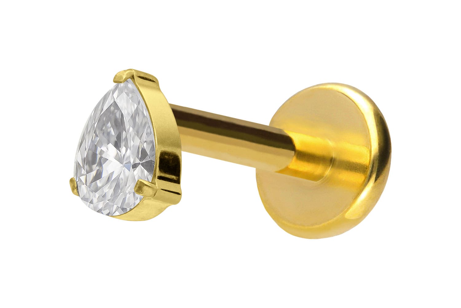 Titan Labret Piercing mit Push Fit KRISTALLTROPFEN